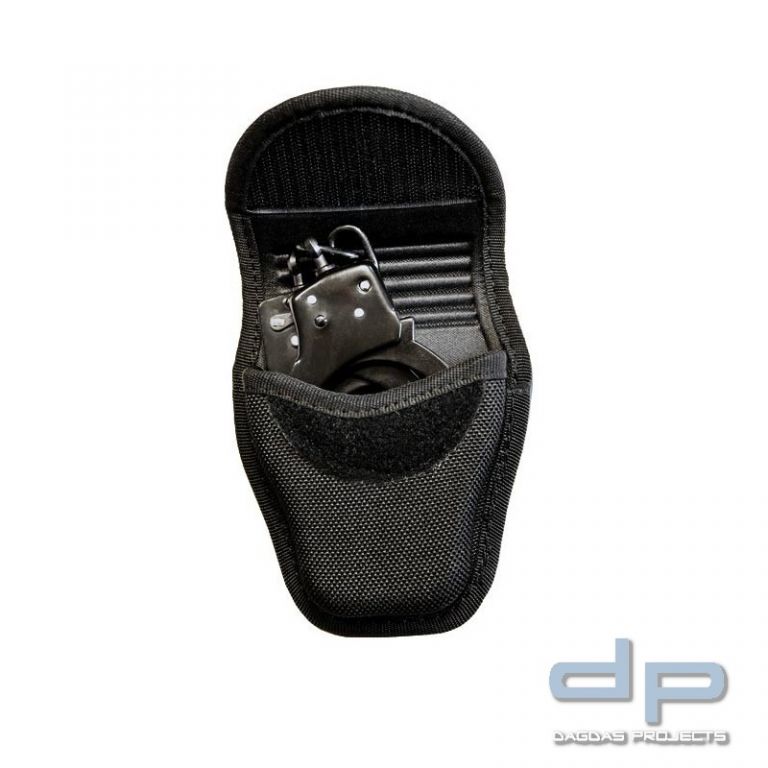 Behörden Handschellentasche schwarz mit Wunschaufdruck in reflex silber