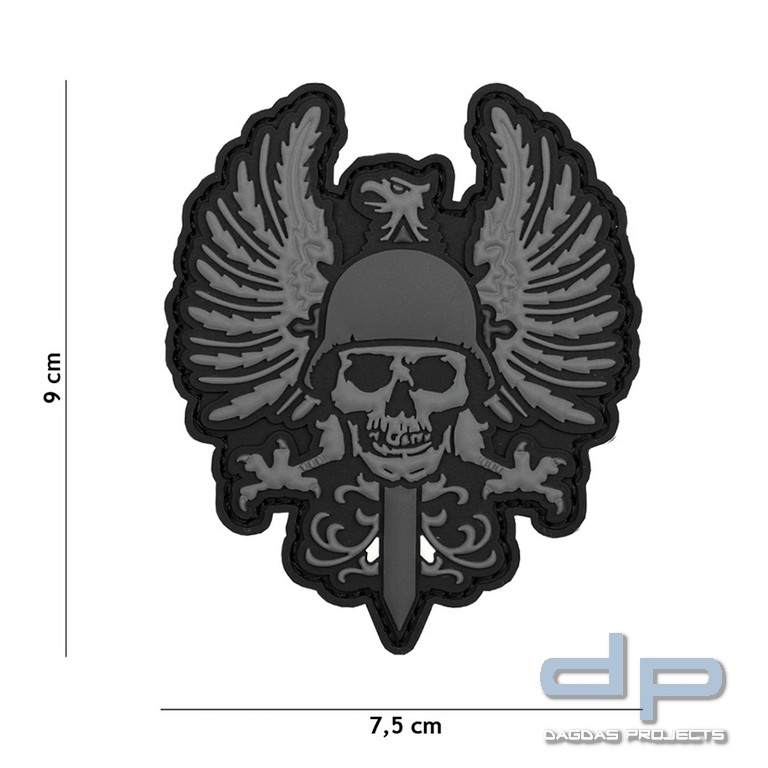 Emblem 3D PVC Spanischer Skull grau
