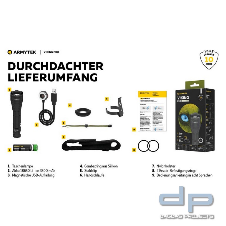 ARMYTEK Taschenlampe Viking Pro inkl. Akku
