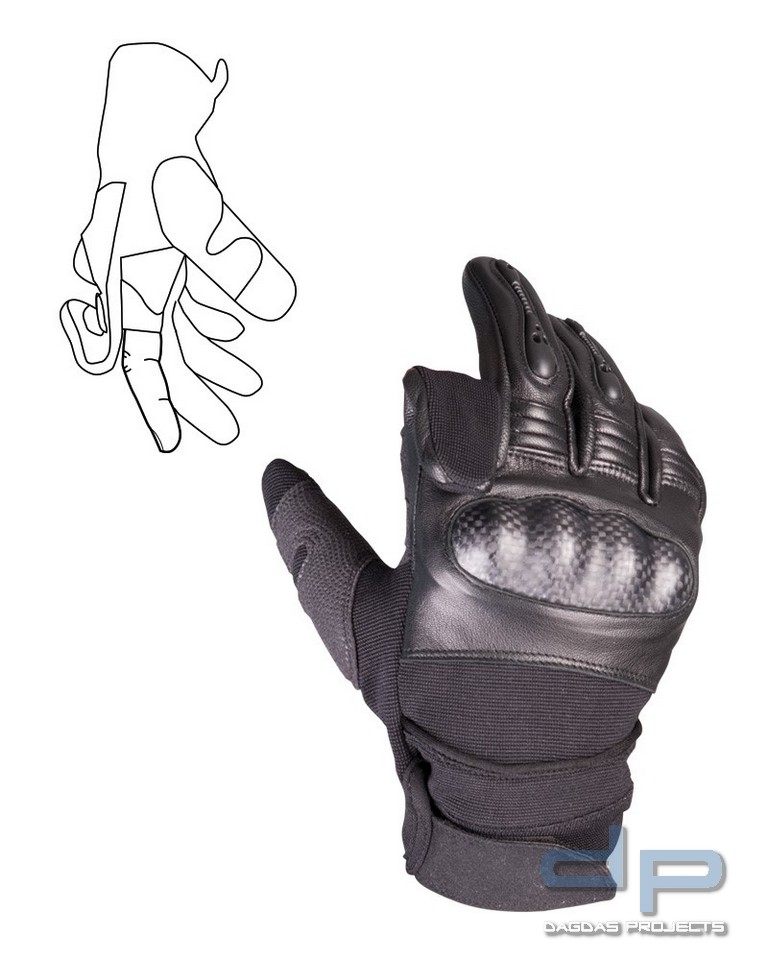 TACTICAL GLOVES GEN.II LEDER SCHWARZ mit Aufdruck nach Wunsch in 3 M reflex silber