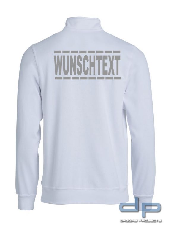 Sweat Jacke Behörde mit Wunschaufdruck gestrichelte Linien in verschiedenen Farben