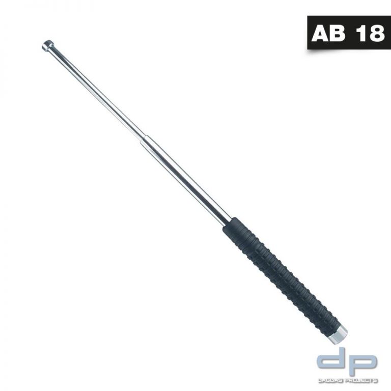 Teleskopschlagstock 16 Zoll mit PVC Griff und Profi-Holster (silber,Profi-Holster)