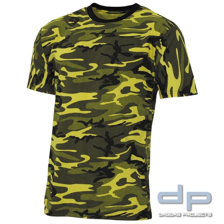 US T-Shirt,"Streetstyle", gelb-camo, 140-145 g/m²