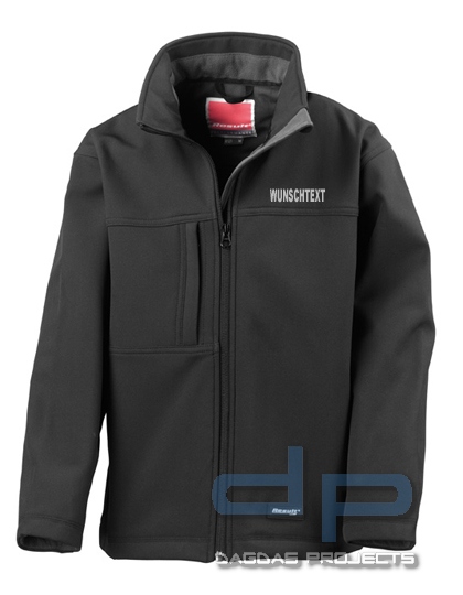 Junior Classic Soft Shell Jacke in verschiedenen Farben mit reflektierendem Wunschtext