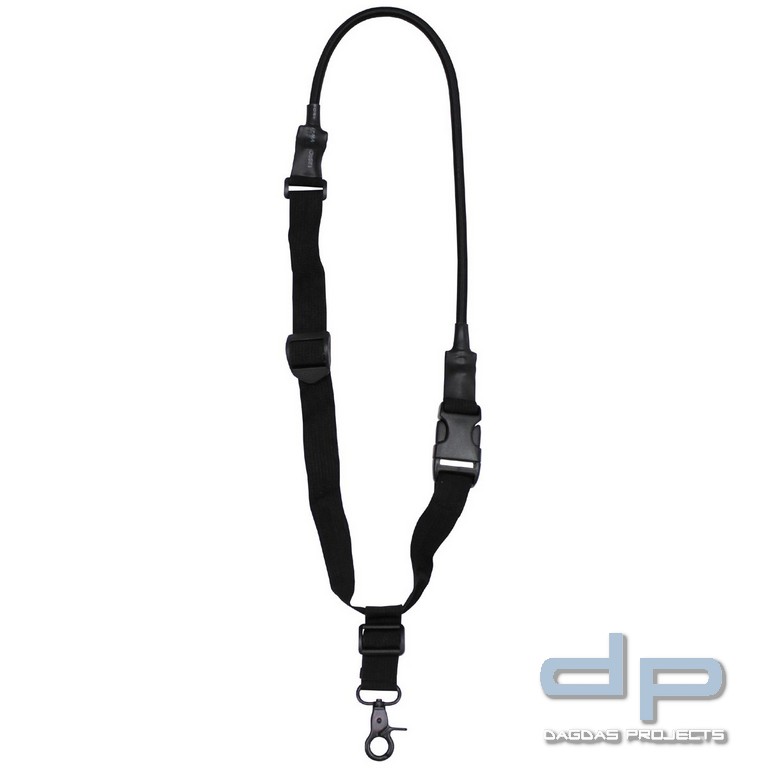Bungee-Gewehrgurt, schwarz, Befestigung mit Karabiner