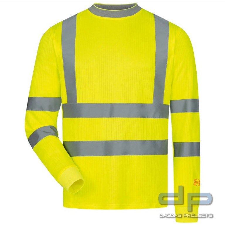 UV-WARNSCHUTZ LANGARM T-SHIRT in fluoreszierend gelb mit Wunschaufdruck auf dem Rücken