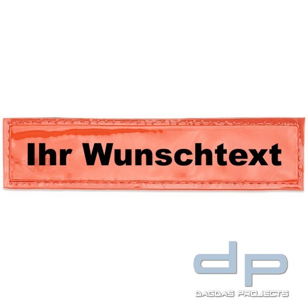 Reflexschild - glänzend - Klett - 13x2,5cm - leuchtrot - Wunschtext