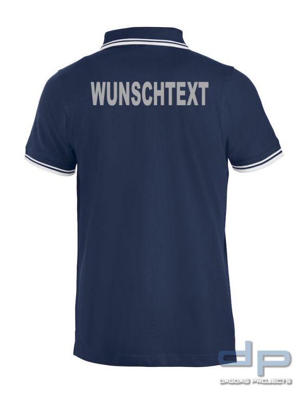 Behörden Poloshirt Piqué Navy mit Aufdruck nach Wunsch