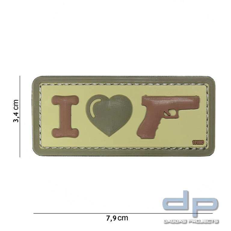 Emblem 3D PVC I Love MY Sidearm Coyote