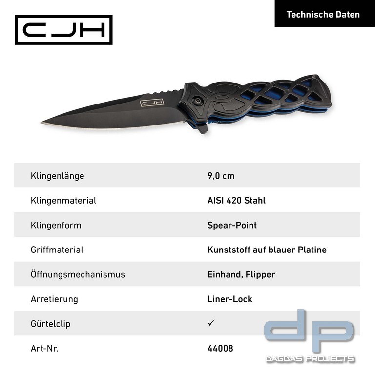 CJH Einhandmesser schwarz/blau