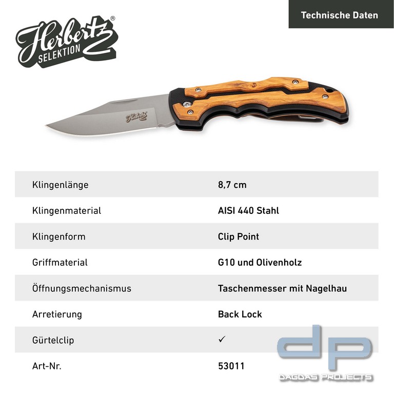 Taschenmesser G10 und Olivenholz