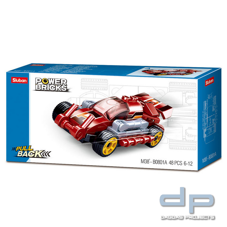 Sluban Powerbricks-Pullback/Fast Red M38-B0801A #16092