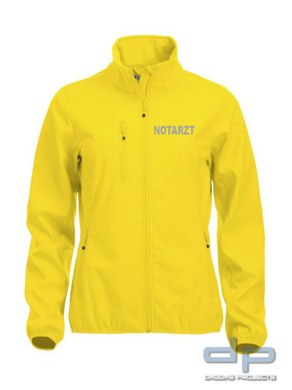 Basic Softshell Jacket Ladies mit reflektierend silbernem Wunschaufdruck in verschiedenen Farben