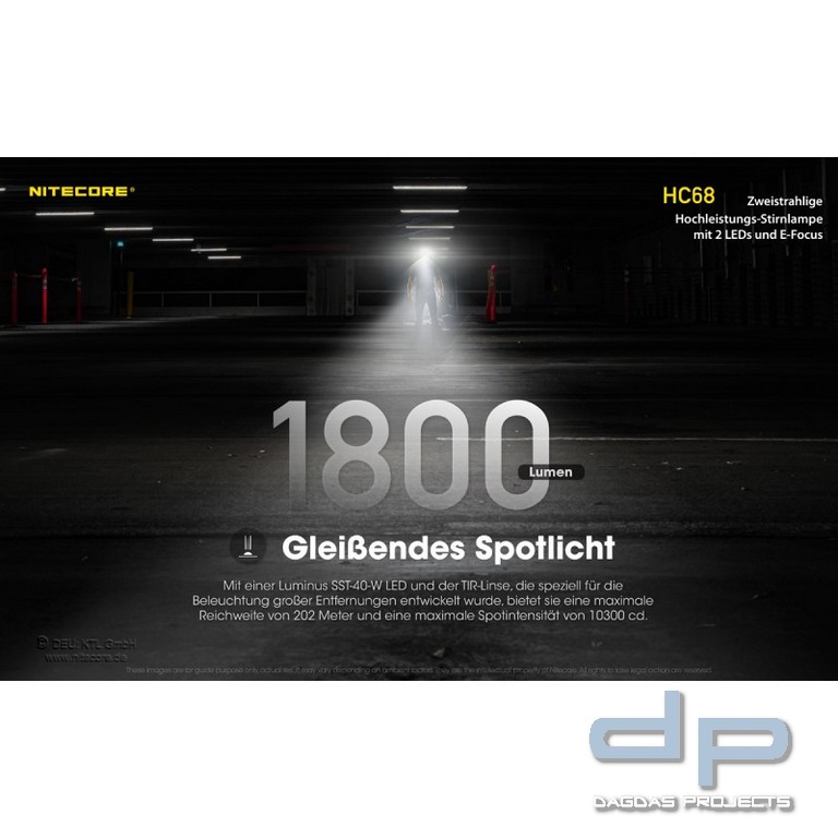 NiteCore® Kopflampe -HC68- E-Focus, inkl. Akku