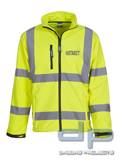 High Visibility 2 Bands &amp; Braces Softshell Jacket mit Wunschaufdruck in reflex silber