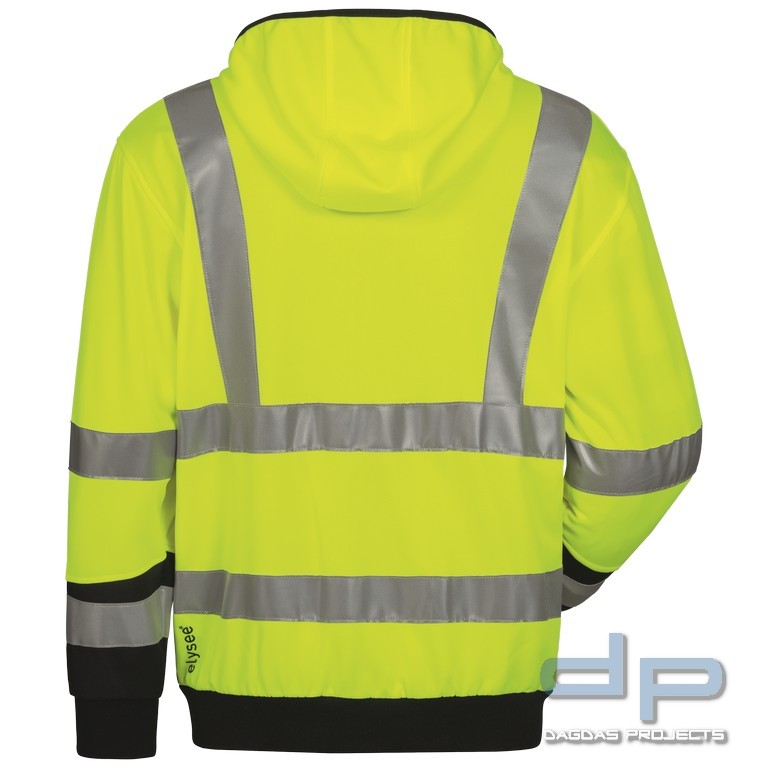 WARNSCHUTZSWEATJACKE in Gelb mit Aufdruck nach Wunsch auf Brust und Rücken