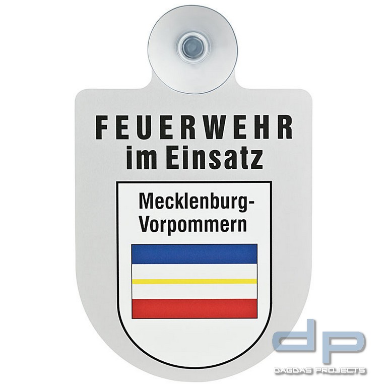 Alu Saugnapf Wappen Schild Feuerwehr im Einsatz mit Wappen Mecklenburg-Vorpommern