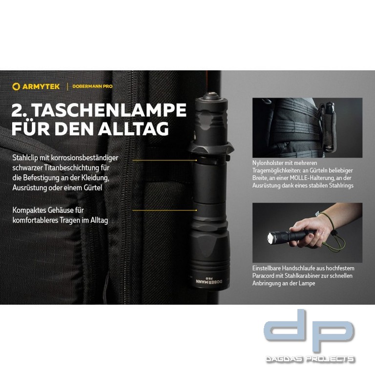 ARMYTEK Taschenlampe Dobermann Pro inkl. Akku