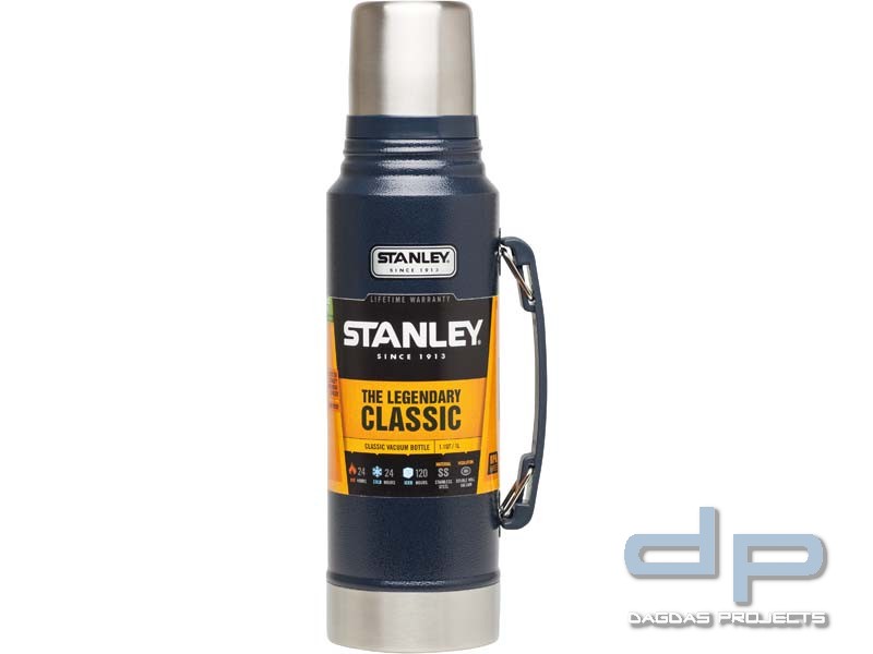 Stanley Classic Vakuum-Flasche, 1 Liter, 18/8 Edelstahl, Navy blau, Integrierter Trinkbecher