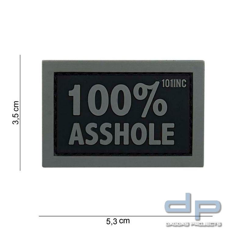 Emblem 3D PVC 100% Asshole schwarz/grau