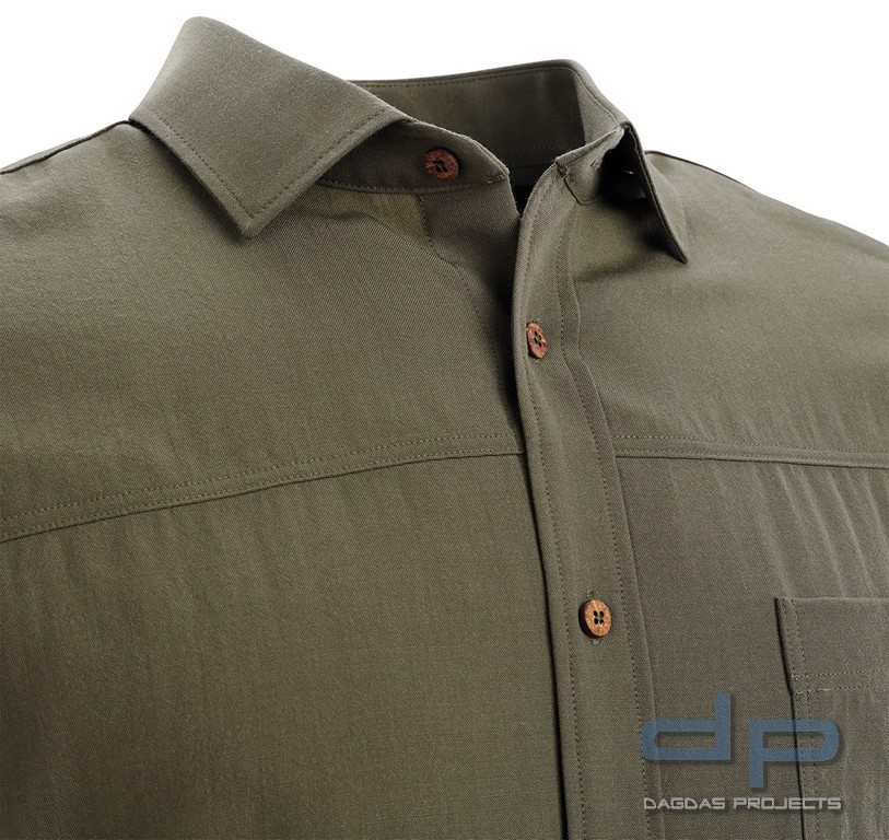 Aclima LeisureWool Woven Wool Shirt in Schwarz und Oliv