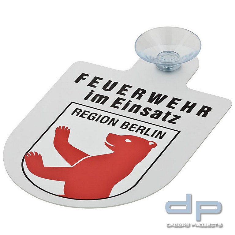 Alu Saugnapf Wappen Schild Feuerwehr im Einsatz mit Wappen Berlin