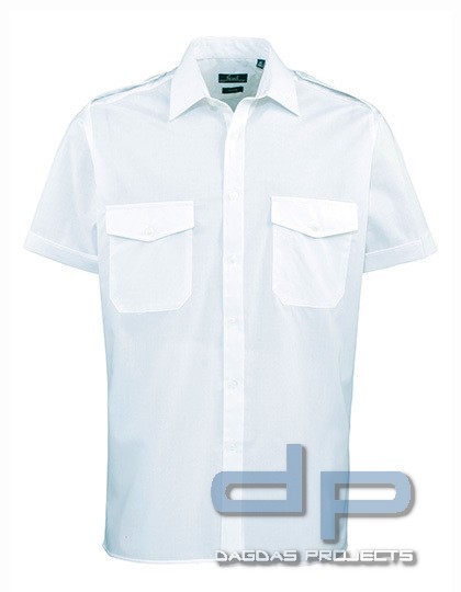 Pilot Hemd shortsleeve weiss mit Kragendruck MSS