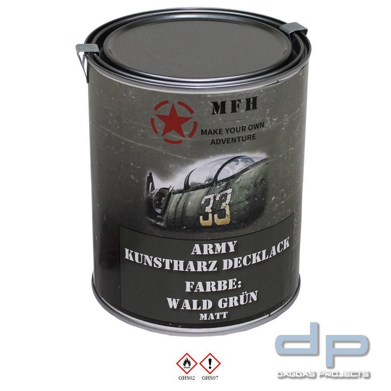 Farbdose, "Army" WALD GRÜN, matt, 1 Liter