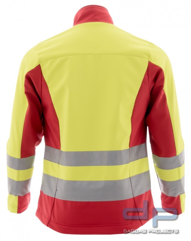 Softshelljacke Modell München, leuchtgelb / rot