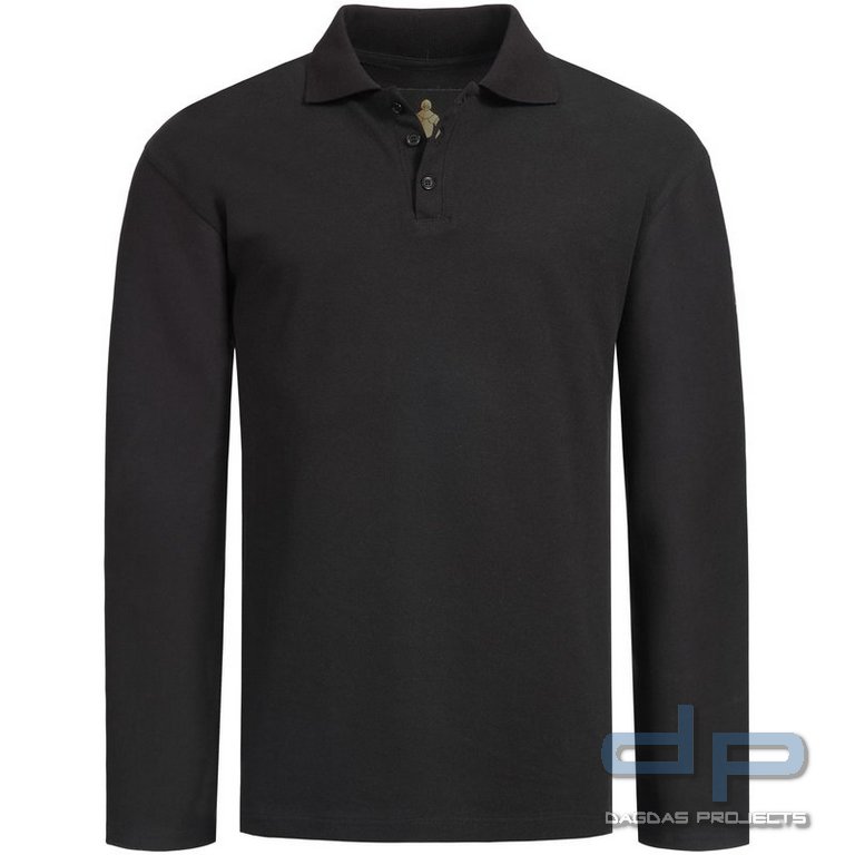 Brunnirok Armschutz-Poloshirt Augsburg Schwarz mit Wunschaufdruck in reflex silber