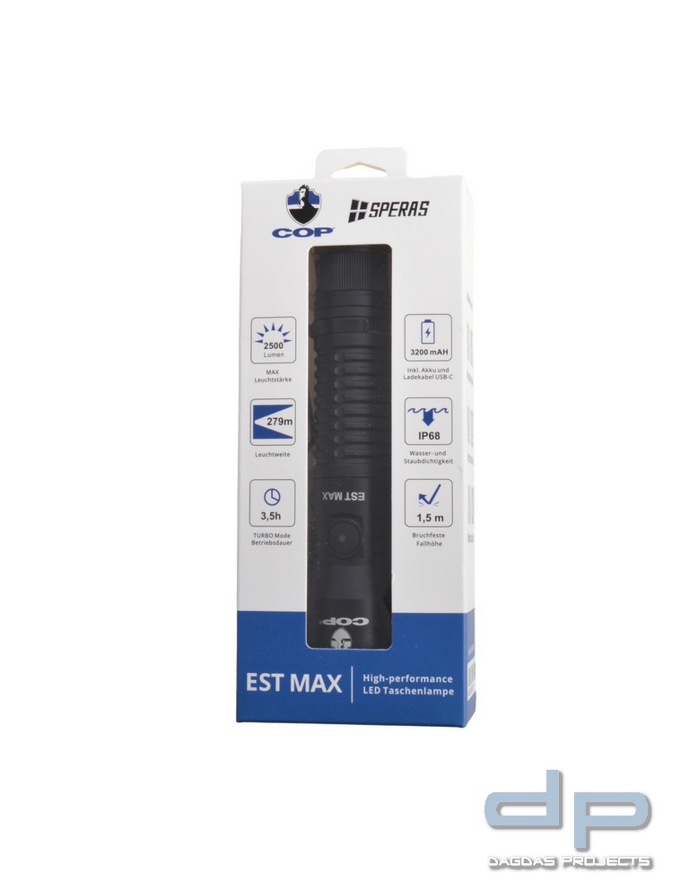 COP®/Speras -EST MAX- Taschenlampe inkl. Akku und COP® 1406C Holster