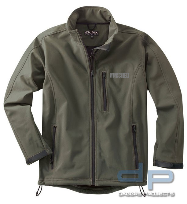 JÄGER-SOFTSHELLJACKE OUTBACK mit Wnschtext auf Brust und Rücken