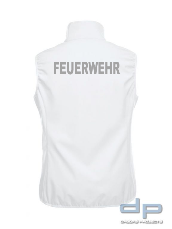 Basic Softshell Weste Ladies mit reflektierend silbernem Wunschaufdruck in verschiedenen Farben