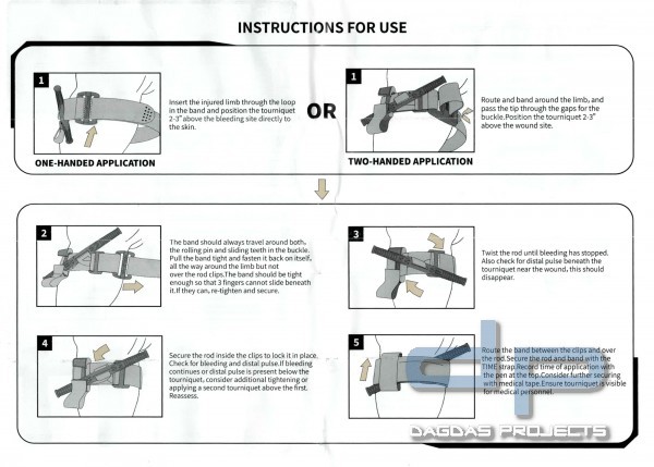 RHINO RESCUE TOURNIQUET MIT KUNSTSTOFF-KNEBEL IN VERSCHIEDENEN FARBEN