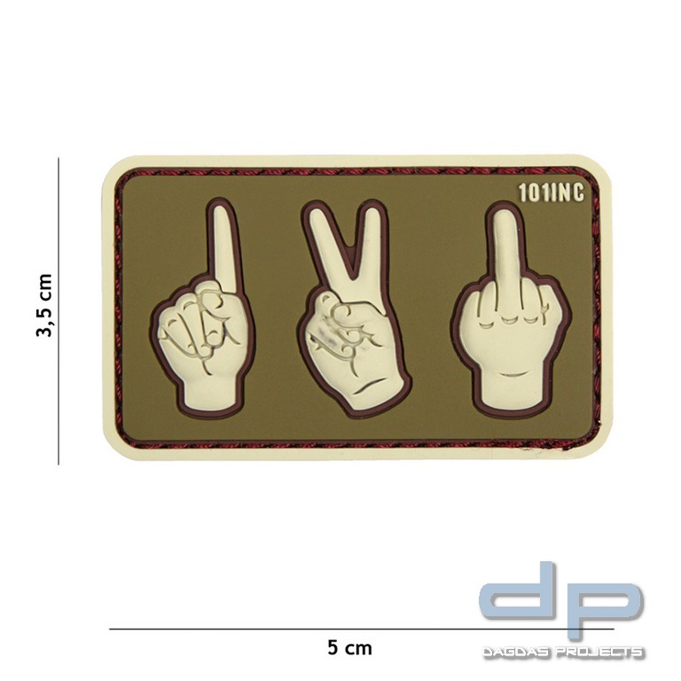 Emblem 3D PVC One, Two, Fuck You grün/beige