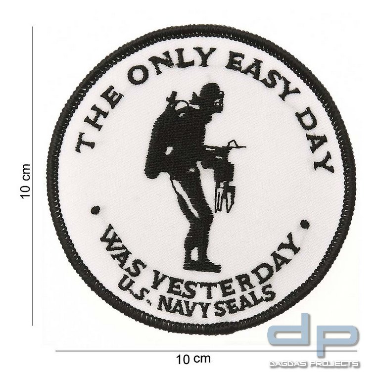 Emblem Stoff The Only Easy Day US Navy Seals (Weiss)