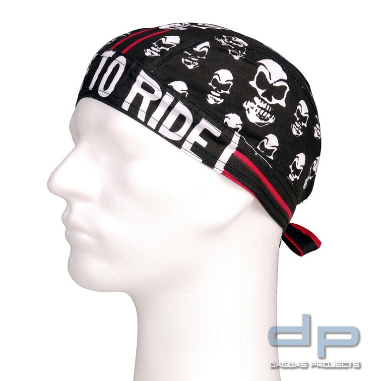 Bandana Cap Totenkopf roter Streifen