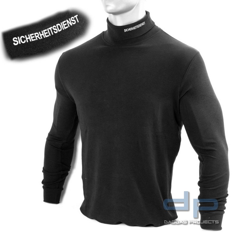 Rollkragenpullover, bestickt "SICHERHEITSDIENST", Stick in silber