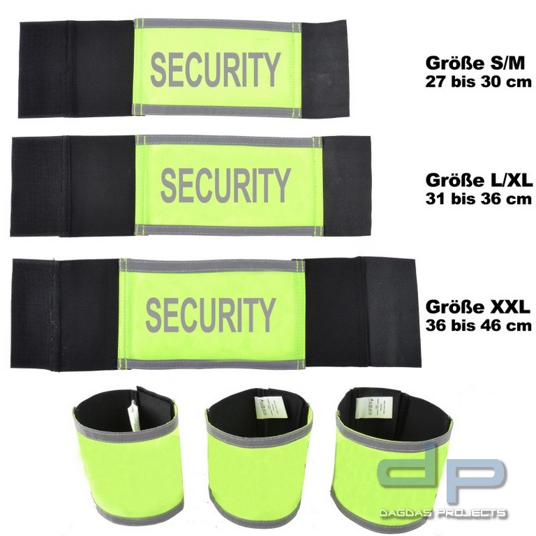 COP® Armbinde neongelb mit Reflexstreifen, Druck silber reflektieren SECURITY