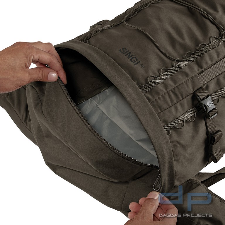 Fjällräven Singi 48 Rucksack in grau und dunkeloliv