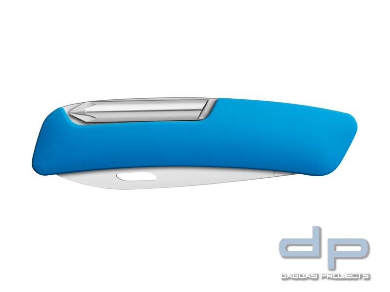 SWIZA Schweizer Messer J02 JUNIOR, Klingensperre, blaue Anti-Rutsch-Griffschalen, 6 Funktionen