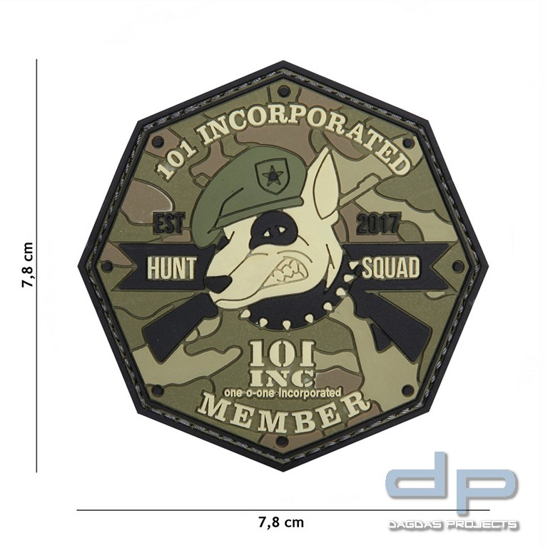 Emblem 3D PVC 101 INC Hunt Squad grün