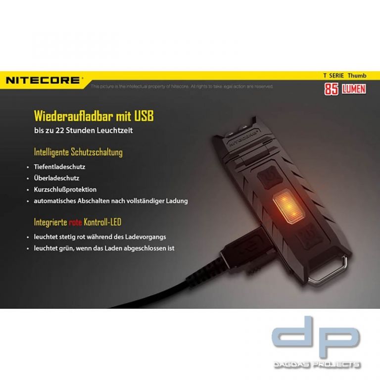 NiteCore® Thumb aufladbare Schlüsselanhängerlampe