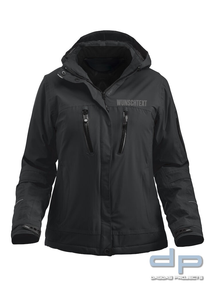 Damen Behörden Softshelljacke "Sparta" in Royalblau und Schwarz mit Aufdruck nach Wunsch