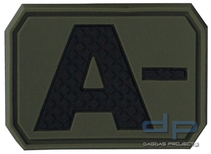 3D Blutgruppenpatch A Negativ Oliv oder Coyote