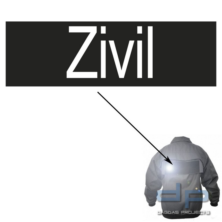 Aufschrift, reflektierend, Zivil, Maß: 33 x 10 cm