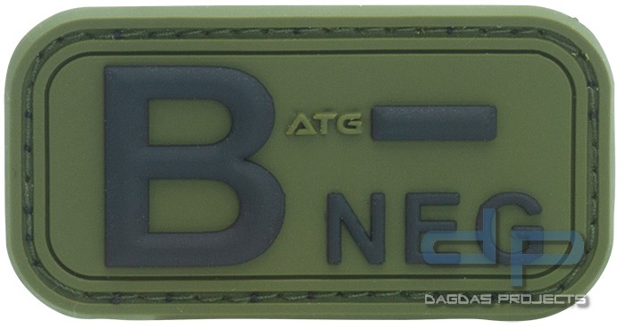 3D BLUTGRUPPENPATCH B NEG in Schwarz und Steingrauoliv