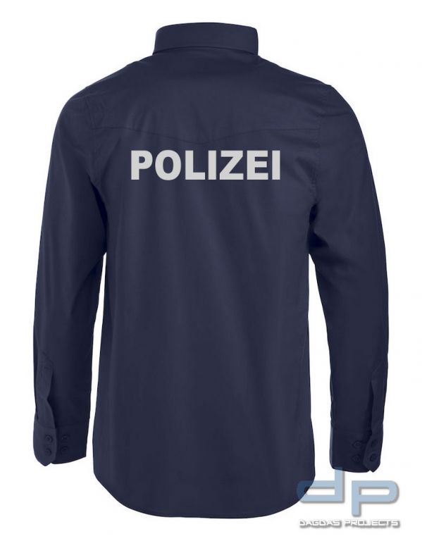 Behörden Diensthemd dp L/S mit Wunschtext in reflektierend silbernem Aufdruck