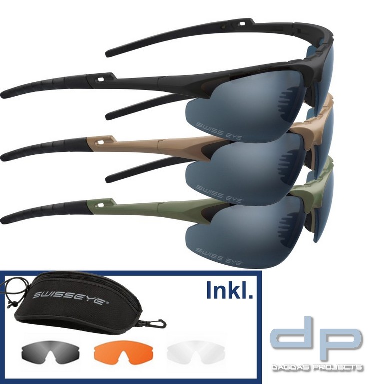 SWISS EYE® Takt. Schutz-/Schiessbrille Apache in verschiedenen Farben inkl. Wechselscheiben und Etui