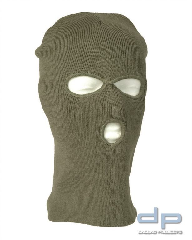 Kopfhaube Commando Feinstrick 3-Loch oliv VPE 12